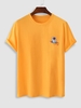 T-shirt Décontracté à Imprimé Astronaute à Col Rond Xl Jaune
