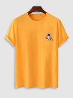 T-shirt Décontracté à Imprimé Astronaute à Col Rond Xl Jaune