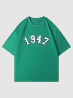 T-shirt Décontracté à Imprimé Chiffre 1947 2xl Vert profond