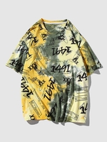 T-Shirt Décontracté à Imprimé Chiffre Coloré L Jaune