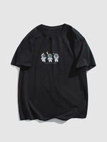 T-shirt Décontracté à Imprimé Lettre 2xl Noir