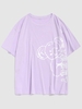 T-shirt Décontracté à Imprimé Lettre Animal Dessin Animé 2xl Mauve