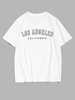 T-shirt Décontracté à Imprimé Lettre LOS ANGELES S Blanc