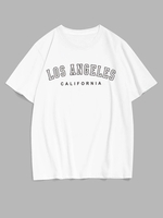 T-shirt Décontracté à Imprimé Lettre LOS ANGELES S Blanc