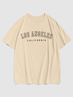 T-shirt Décontracté à Imprimé Lettre LOS ANGELES Xl Café lumière