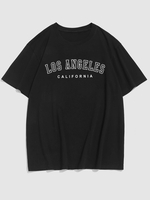 T-shirt Décontracté à Imprimé Lettre LOS ANGELES Xl Noir