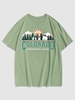 T-shirt Décontracté à Imprimé Lettre Ours Graphique S Vert clair
