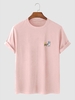 T-shirt Décontracté à Imprimé Lune Astronaute Dessin Animé L Rose clair