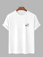 T-shirt Décontracté à Imprimé Lune Astronaute Dessin Animé S Blanc