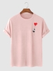 T-shirt Décontracté à Imprimé Panda et Cœur 2xl Rose léger