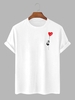 T-shirt Décontracté à Imprimé Panda et Cœur Xl Blanc