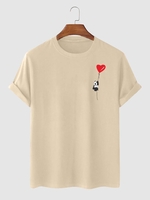 T-shirt Décontracté à Imprimé Panda et Cœur Xl Café lumière
