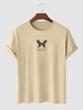 T-shirt Décontracté à Imprimé Papillon Japonais Xl Café lumière