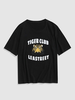 T-shirt Décontracté à Imprimé Tigre Lettre M Noir