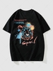T-shirt Décontracté à Imprimé Tigre Peinture Eclaboussure Esthétique Y2K L Noir