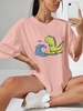 T-shirt Décontracté Lâche à Imprimé Animation Xl Rose clair