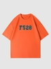 T-shirt Décontracté Motif de Lettre et de Chiffre M Orange foncé