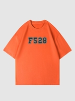 T-shirt Décontracté Motif de Lettre et de Chiffre M Orange foncé