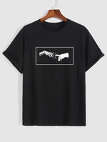 T-shirt Décontracté Motif de Main S Noir