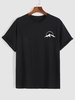 T-shirt Décontracté Motif de Montagne S Noir