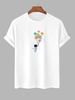 T-shirt Décontracté Motif de Planète Colorée S Blanc
