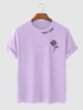 T-shirt Décontracté Motif de Rose de Vacances Streetwear 2xl Violet clair