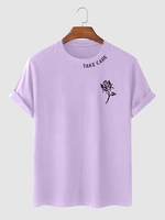 T-shirt Décontracté Motif de Rose de Vacances Streetwear 2xl Violet clair