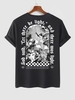 T-shirt Décontracté Renaissance à Imprimé Lettre Graphique Ange à Manches Courtes M Noir