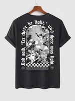 T-shirt Décontracté Renaissance à Imprimé Lettre Graphique Ange à Manches Courtes M Noir