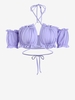 T-shirt Découpé à Col Halter à Volant S Violet clair