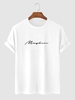 T-shirt de Base à Imprimé Lettre en Couleur Unie S Blanc