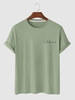T-shirt de Base à Imprimé Lettre en Couleur Unie S Vert clair