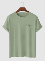 T-shirt de Base à Imprimé Lettre en Couleur Unie S Vert clair