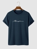 T-shirt de Base à Imprimé Lettre en Couleur Unie Xl Bleu profond