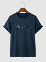T-shirt de Base à Imprimé Lettre en Couleur Unie Xl Bleu profond