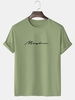 T-shirt de Base à Imprimé Lettre en Couleur Unie Xl Vert clair