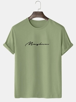 T-shirt de Base à Imprimé Lettre en Couleur Unie Xl Vert clair