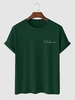 T-shirt de Base à Imprimé Lettre en Couleur Unie Xxl Vert profond
