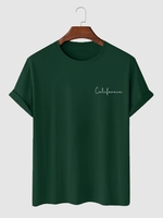T-shirt de Base à Imprimé Lettre en Couleur Unie Xxl Vert profond