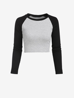 T-shirt de Base-ball Bicolore à Manches Raglan L Gris clair