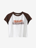T-shirt de Base-ball Court Lettre Etoile Graphique S Blanc