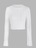 T-shirt de Base Court Côtelé Tricoté à Manches Evasées S Blanc