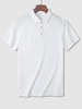 T-shirt de Base Décontracté en Couleur Unie à Col Polo L Blanc
