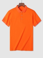 T-shirt de Base Décontracté en Couleur Unie à Col Polo M Orange