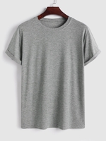 T-shirt de Base en Couleur Unie à Manches Courtes L Gris