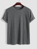T-shirt de Base en Couleur Unie à Manches Courtes L Gris foncé