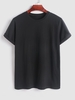 T-shirt de Base en Couleur Unie à Manches Courtes L Noir