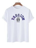 T-shirt de Base Vintage à Lettre à Coupe Haute à Manches Courtes Xl Blanc
