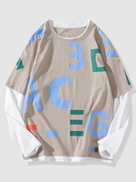 T-shirt de Fête à Imprimé Lettre à Manches Courtes 1 / 2 S Kaki léger