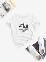 T-shirt de Nuit Panda Graphique à Col Rond S Blanc